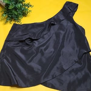ZARA BLACK ONE SHOULDER BLOUSE TOP MEDIUM